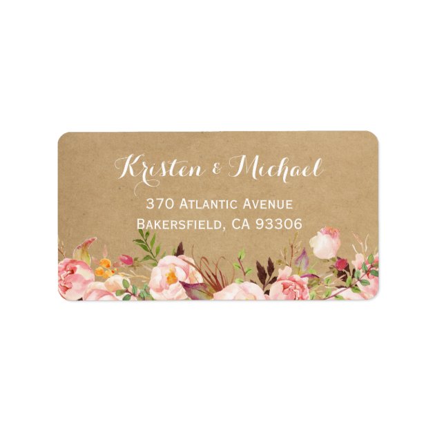 Rustic Botanical Garden Floral Kraft Wedding Label