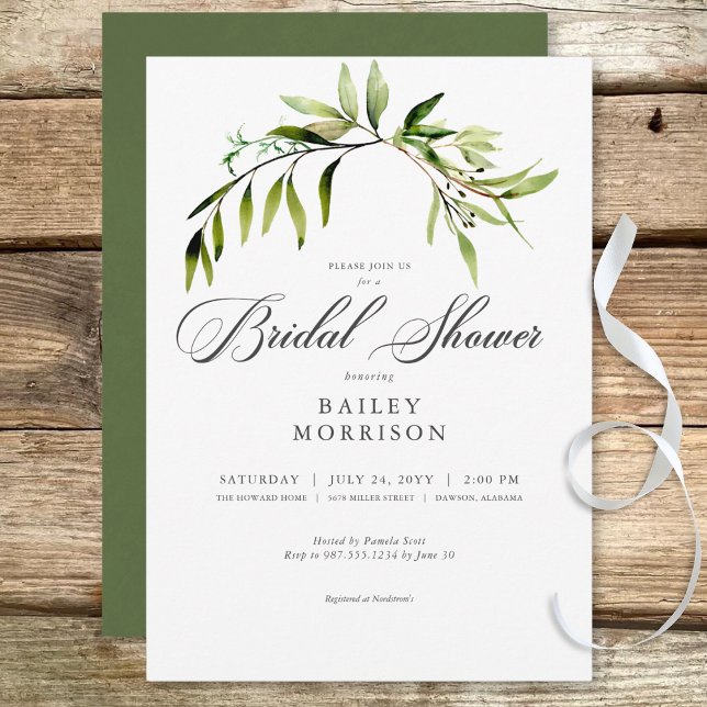 Rustic Botanical Greenery Bough Bridal Shower Invitation (Rustic Botanical Greenery Bough Bridal Shower Invitation)