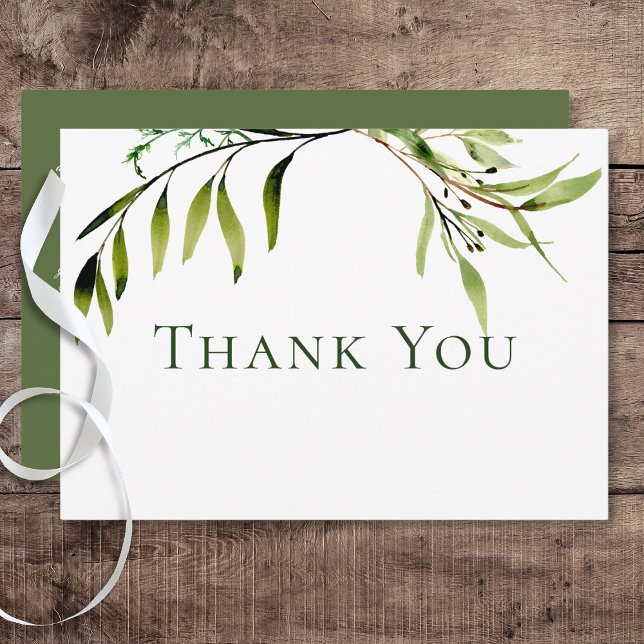 Rustic Botanical Greenery Bough Wedding Thank You Card (Rustic Botanical Greenery Bough Wedding Thank You Card)