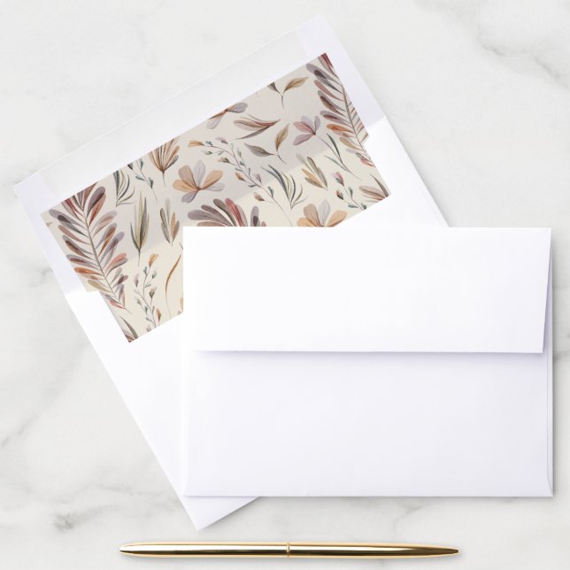 Rustic Botanical Greenery Earth Tones Wedding Envelope Liner (Desk)