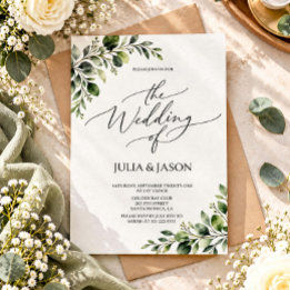 Rustic Botanical Greenery Wedding Invitation