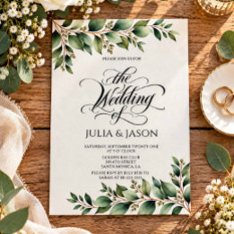 Rustic Botanical Greenery Wedding Invitation