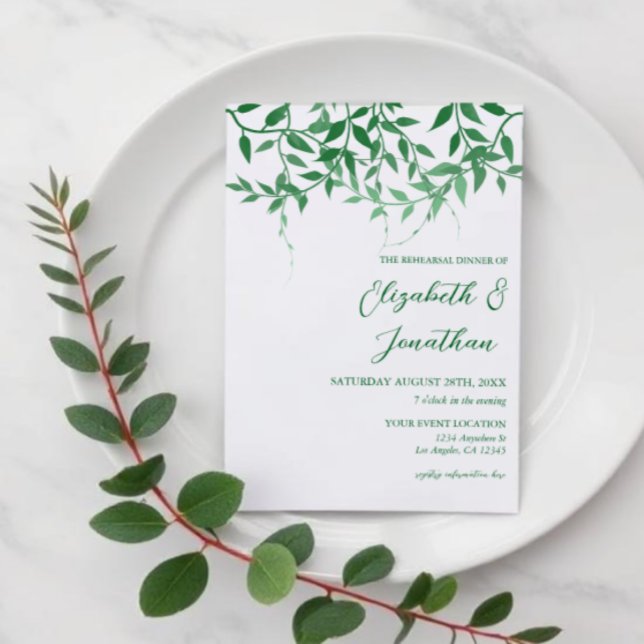 Rustic Botanical Leaves Rehearsal Dinner Invitation (Creator Uploaded)
