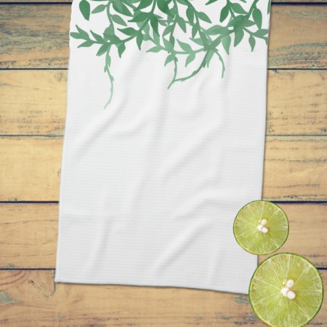 Rustic Botanical Leaves Wedding Kitchen Towel (Creator Uploaded)