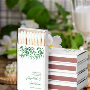 Rustic Botanical Leaves Wedding Matchboxes