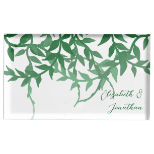 Rustic Botanical Leaves Wedding Place Card Holder