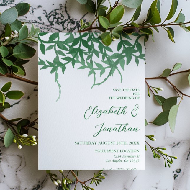 Rustic Botanical Leaves Wedding Save The Date (Creator Uploaded)