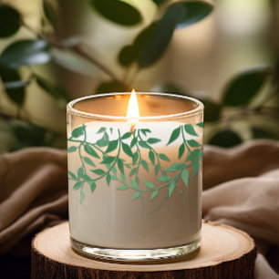 Rustic Botanical Leaves Wedding Scented Candle