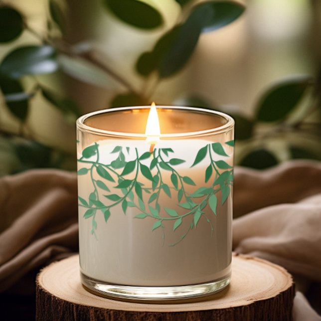 Rustic Botanical Leaves Wedding Scented Candle (Creator Uploaded)
