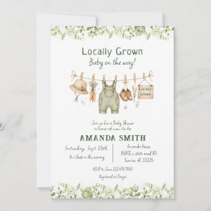 Rustic Botanical Locally Grown Baby Shower  Invitation