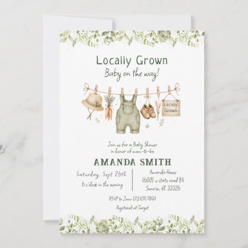 Rustic Botanical Locally Grown Baby Shower  Invitation