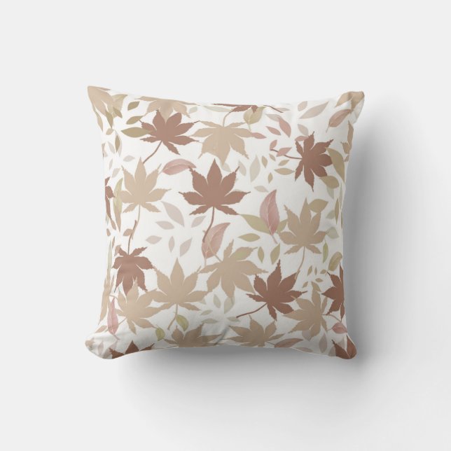 Rustic Botanical Maple Leaves Pattern Cozy Fall Throw Pillow (Front)