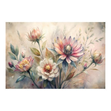 Rustic Botanical Meadow Flowers Watercolor