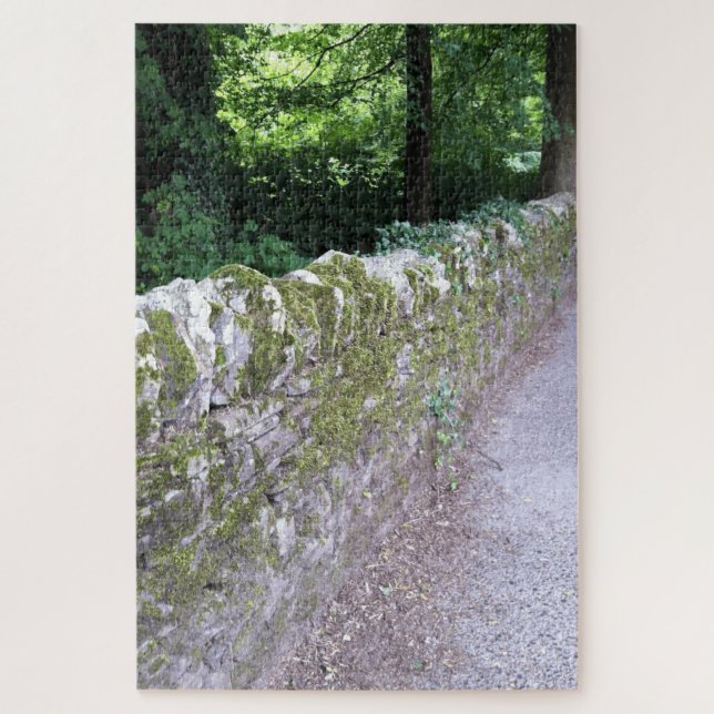 Rustic Botanical Medieval Wall Grey Green Tones Jigsaw Puzzle (Vertical)
