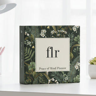 Rustic Botanical Monogram End of Life Planner 3 Ring Binder