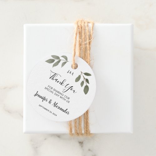  Rustic botanical monogrammed Thank You wedding Favor Tags
