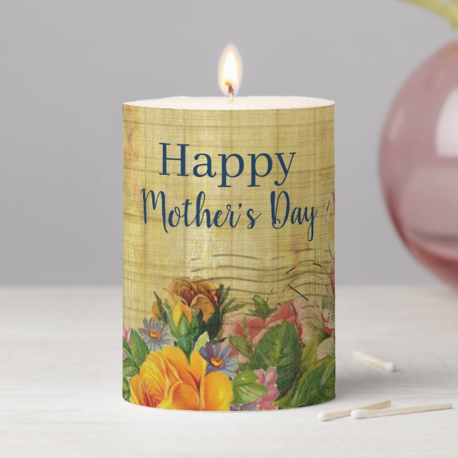 Rustic Botanical Mother's Day  Pillar Candle (In Situ)