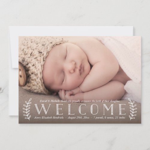 Rustic Laurel | Photo Birth Announcement