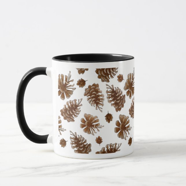Rustic Botanical Pinecone Watercolor Mug (Left)