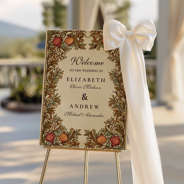 Rustic Botanical Pomegranate Wedding Foam Board (Creator Uploaded)