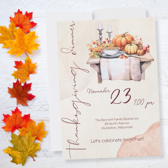 Rustic Botanical Pumpkin Friendsgiving Invitation (Creator Uploaded)