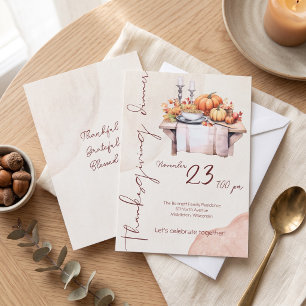 Rustic Botanical Pumpkin Friendsgiving Invitation