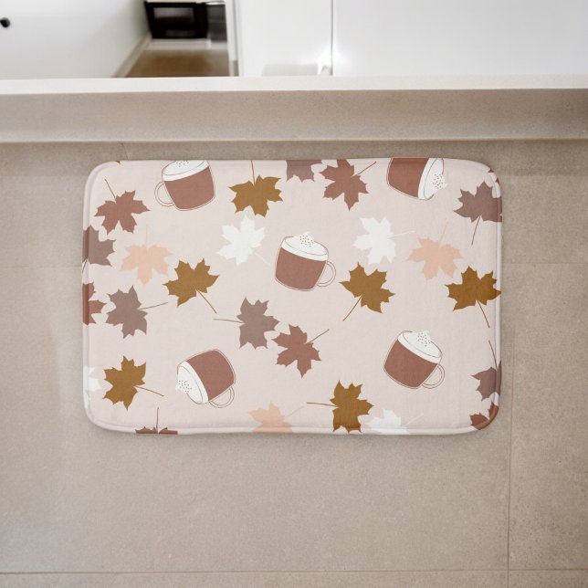 Rustic Botanical Pumpkin Spice Maple Leaf Pattern Bath Mat (Creator Uploaded)