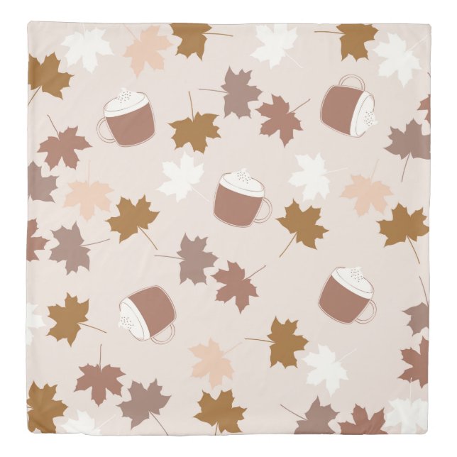 Rustic Botanical Pumpkin Spice Maple Leaf Pattern Duvet Cover (Front)