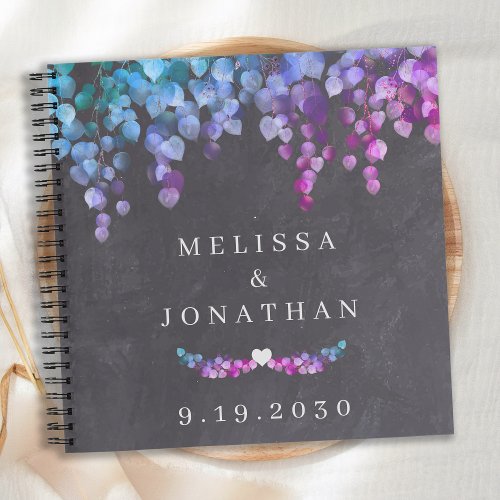 Rustic Botanical Purple Pink Wedding Guest Book