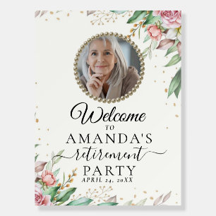 Rustic Botanical Retirement Welcome sign