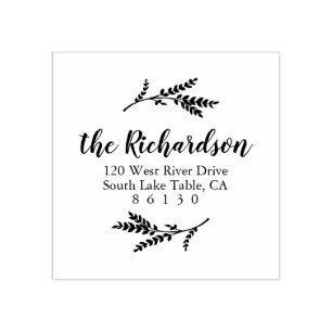 Rustic Botanical Return Address Self-inking Rubber Stamp