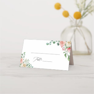 Rustic Botanical Rose Wedding Place Card