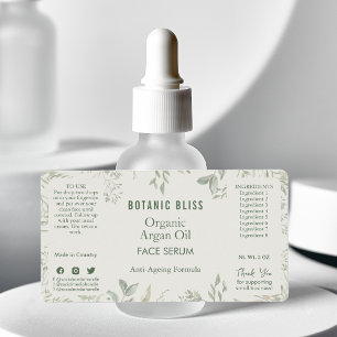 Rustic Botanical Sage Green Cosmetic Product Label