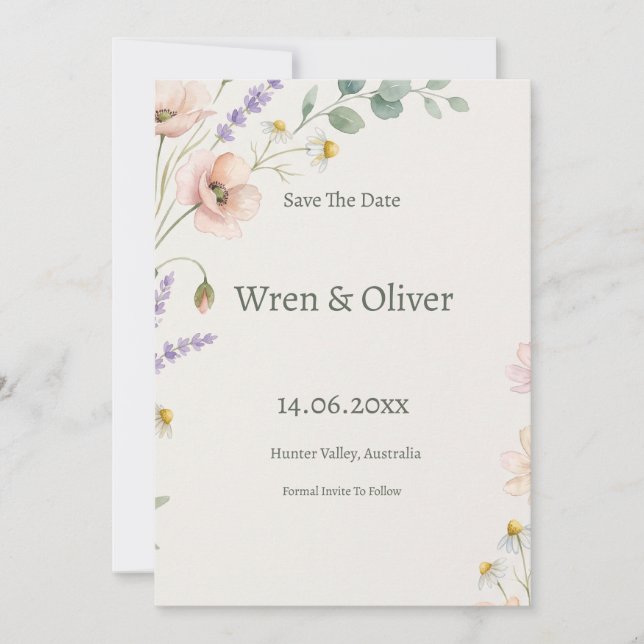 Rustic Botanical Save the Date (Front)
