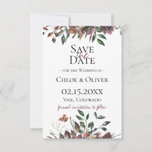 Rustic Botanical Save The Date Announcement