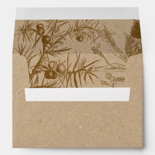 Rustic Botanical Sketch Kraft Paper Wedding Envelope