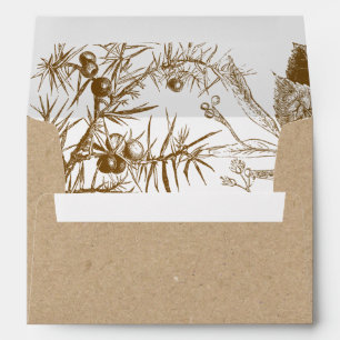 Rustic Botanical Sketch Kraft Paper Wedding Envelope
