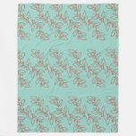 Rustic Botanical Stripes Fleece Blanket