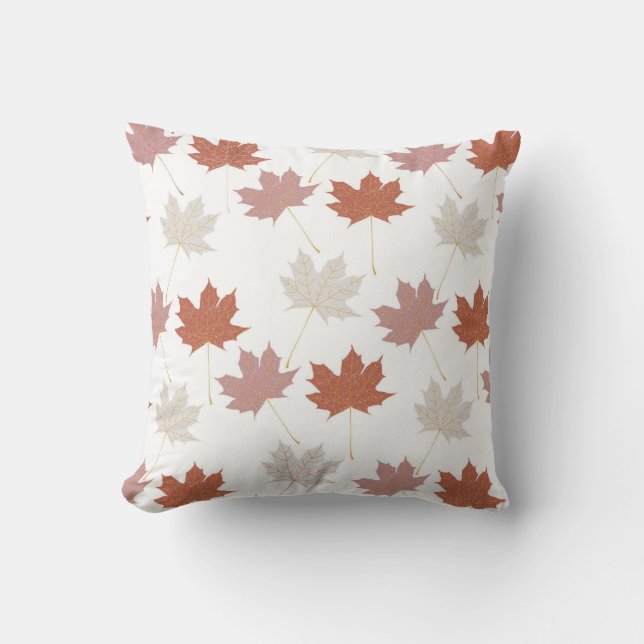 Rustic Botanical Terracotta Maple Leaves Pattern  Throw Pillow (Front)