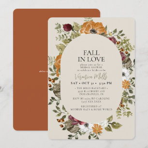 Rustic Botanical Terracotta Rust Bridal Shower Invitation