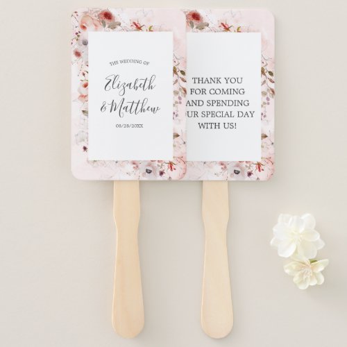 Rustic Botanical Terracotta Wedding Thank You Hand Fan