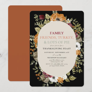Rustic Botanical Thanksgiving Dinner Feast Party Invitation