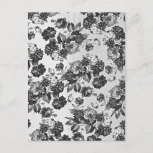 Rustic botanical vintage black white floral postcard