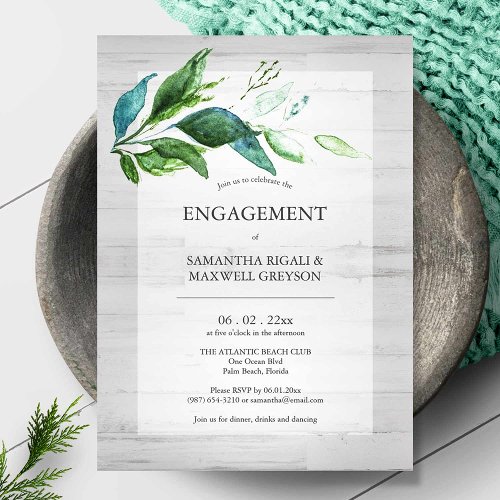 Rustic Botanical Watercolor Engagement Party