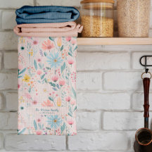 Rustic botanical watercolor flowers family name