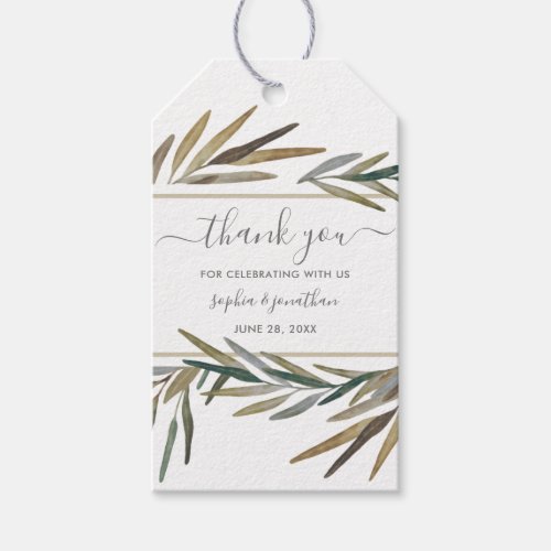 Rustic Botanical Watercolor Herb Wedding Thank You Gift Tags