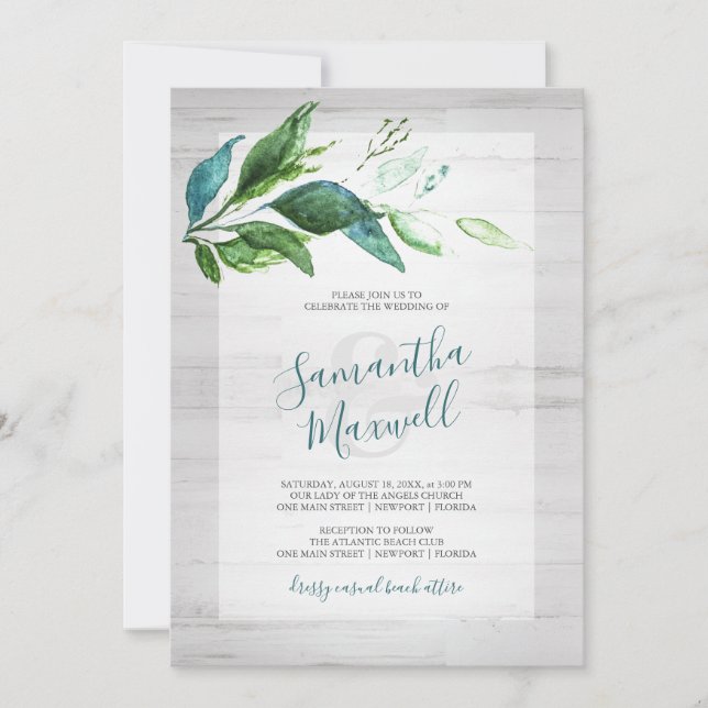 Rustic Botanical Watercolor Wedding Stationery (Front)
