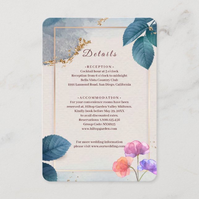 Rustic Botanical Wedding Enclosure Card | Elegant  (Front)