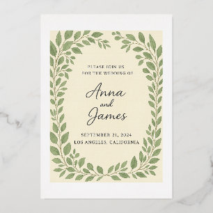 Rustic Botanical Wedding Invitation – Eucalyptus G Foil Invitation