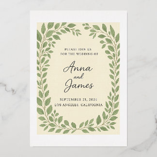 Rustic Botanical Wedding Invitation – Eucalyptus G Foil Invitation